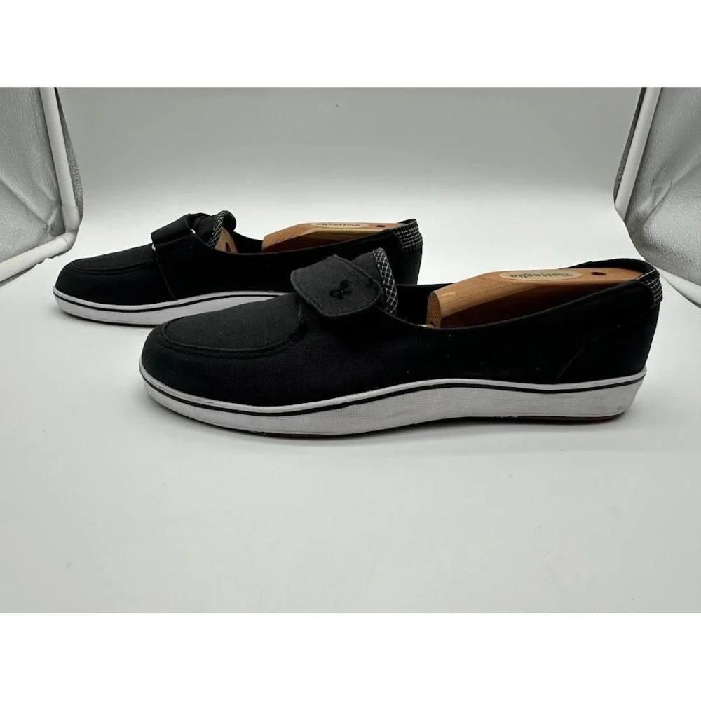 Grasshoppers Janey Black Canvas Boat Shoes Slip On Sneakers EF37412 Womens 8W